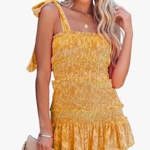 Amazon Yellow Floral Mini Dress